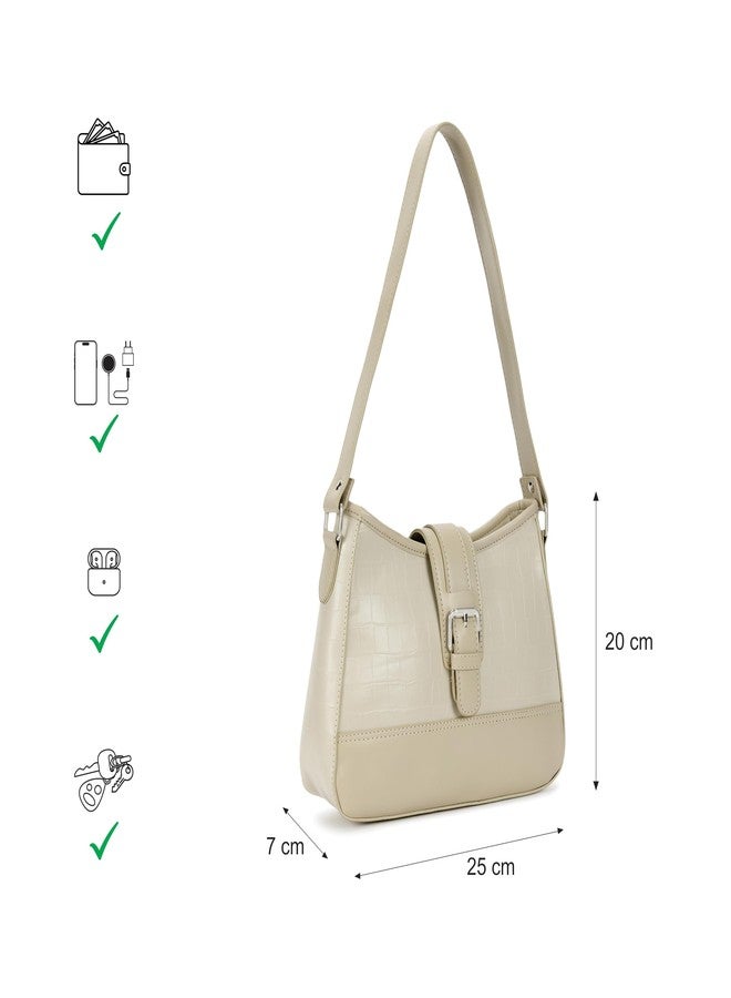 Fastrack Cherry on Top Shoulder Bag for Women | Medium Size with Buckle Lock, Top Zip Closure & Inner Access Pockets | Trendy Croco-Textured Everyday Shoulder Bag - Image 4